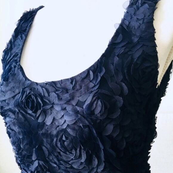 Forever 21 bodycon cocktail mini rosette dress navy tulle chiffon ROSE Small S - Picture 3 of 8